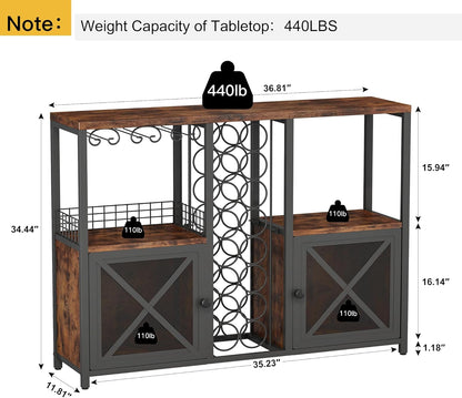 Mini Bars for Home, Wooden Coffee Bar Cabinet, Modern Liquor Cabinet for Liquor and Glasses, Farmhouse Buffet Wine Cabinet with Storage Sideboard for Home Kitchen Dining Room