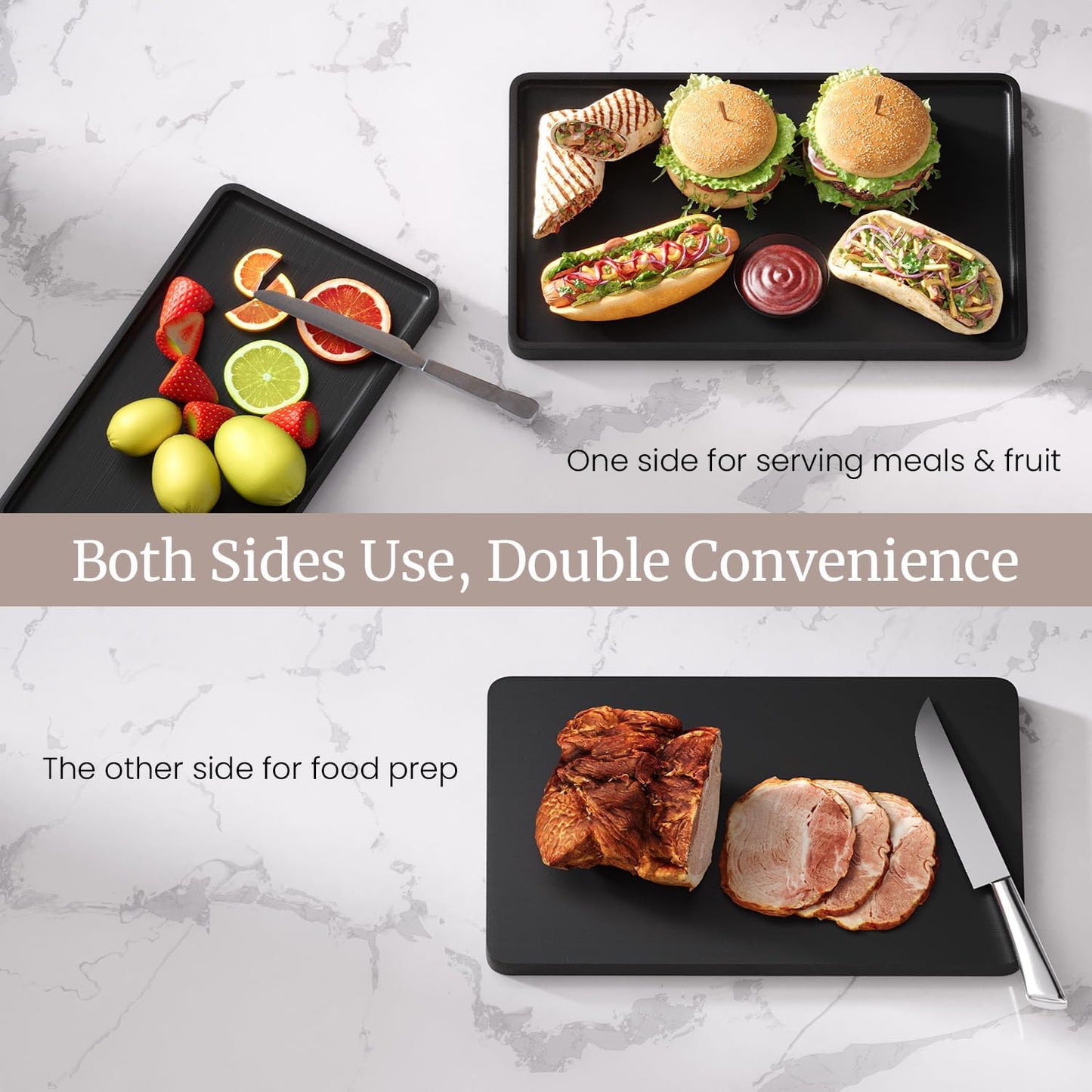 Bamboo Serving Tray,9.8x5.9 Inch Decorative Trays Platter for Coffee Table,Living Room,Bar,Party,Mini Charcuterie Boards Cheese Board,Home Decor（Black）