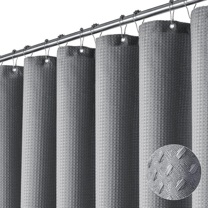 Dynamene Sage Green Shower Curtain - Waffle Textured Heavy Duty Thick Fabric Shower Curtains for Bathroom, 256GSM Luxury Weighted Polyester Cloth Bath Curtain Set with 12 Plastic Hooks，72Wx72H,Green