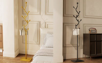 Tree-shaped coat rack stand,Metal coat tree with 8 Hooks and sturdy cast iron base,Heavy Duty coat rack freestanding coat hanger stand for Clothes Hats Scarfs Purses (black)